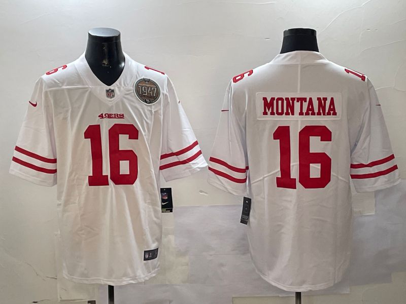 Men San Francisco 49ers #16 Montana White Second generation 2024 Nike Limited NFL Jersey style 01081->san francisco 49ers->NFL Jersey